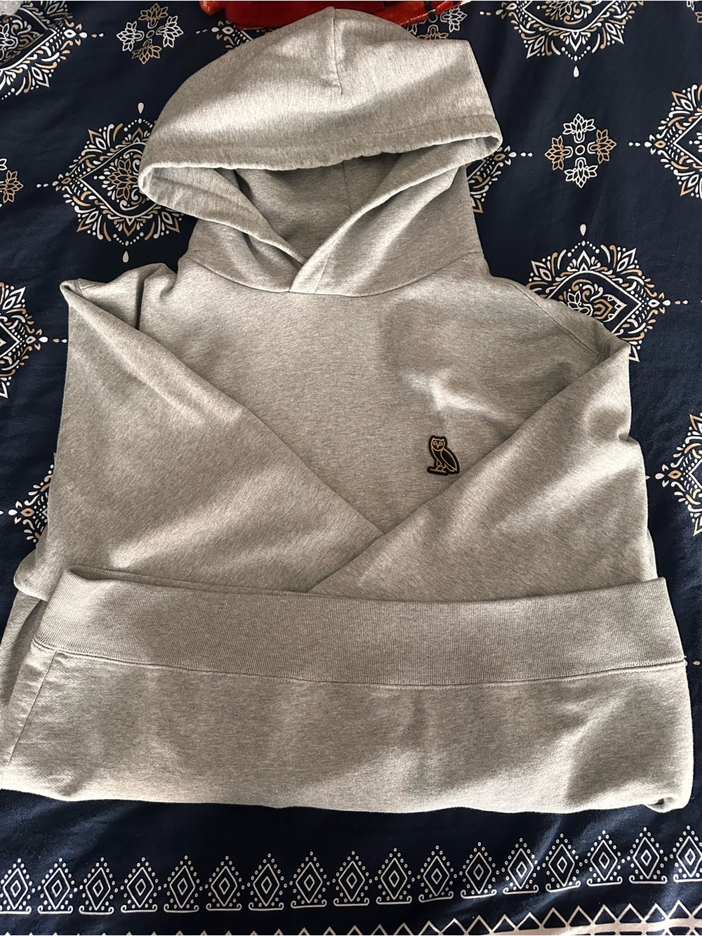 OVO Heather Gray Hooded Sweatshirt with Owl Patch
